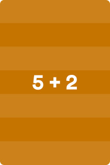 Question card: what is five plus two?